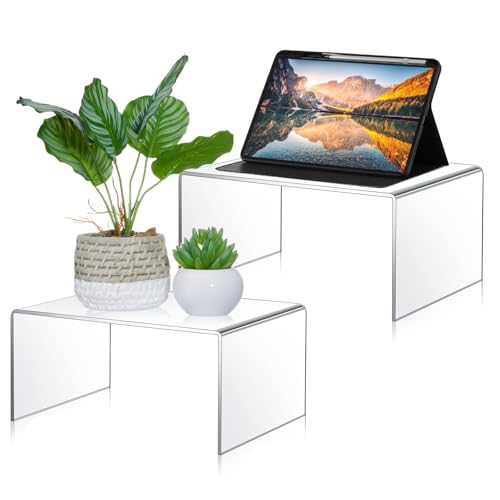 RattanView 2 Pcs 12''，14'' Large Clear Acrylic Shelf Riser, 5mm Thick - color: Clear, size: 12 Inch, 14 Inch, 5 mm