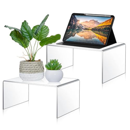 RattanView 2 Pcs 12''，14'' Large Clear Acrylic Shelf Riser, 5mm Thick - color: Clear, size: 12 Inch, 14 Inch, 5 mm