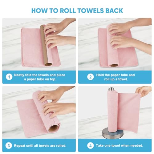 AIDEA Microfiber Cleaning Cloth Roll-75PK,Pink Microfiber Towels,11.5×11.5" - color: Pink