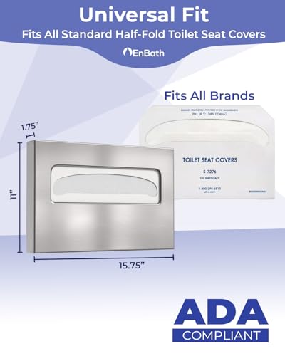 Toilet Seat Cover Dispenser Wall Mount (2-Pack) - Premium Grade 304 Stainless Steel Commercial Toilet Seat Cover Holder with Enhanced Design for Easy Loading, Secure Fit, and Improved Mounting - size: 2-Pack