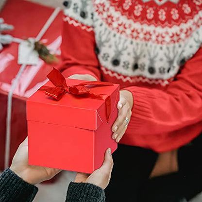 Gift Box with Lid & Ribbon for present, 12pcs, Red, 6"×6"×6" - color: Red, size: 6 x 6 x 6 Inch