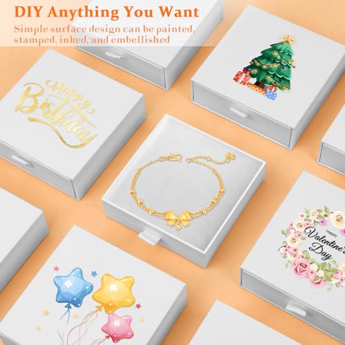 Jewelry Gift Boxes, 5 Pack 3.5×3.5x1.18 Inch Small Jewelry Gift Box Bulk, Small Gift Box,Cardboard Jewelry Gift Necklace Ring Earring Boxes (White) - color: White1