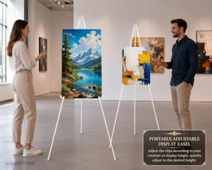 MXG 7-66" Adjustable Metal White Easel Stand for Painting, Sign & Display - color: White