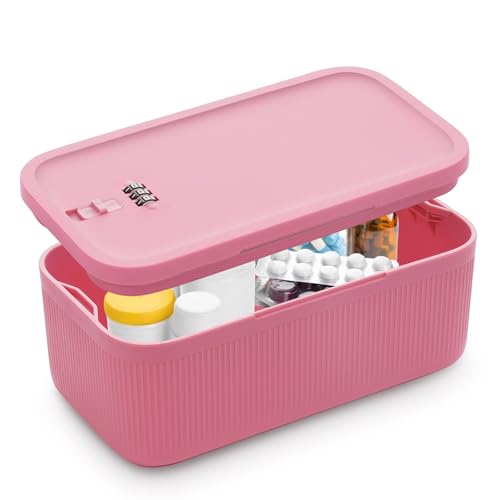 Lockable Storage Box, Small Lock Box with Combination Code for Phone/Medicine Safe/Food Home/Refrigerator/Office/Personal Items/Travel/Gift,9.25 x 5.04 x 3.62’’ - color: Pink