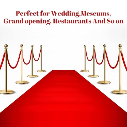 Velvet Stanchion Rope 5.25 Ft Crowd Control Barriers Safety Velvet Rope with Gold Hooks for Graduation Party, Movie Theaters Openings Hotels Carpet, Not Include Stanchion Pos(Size:12 Pack,Color:Red)