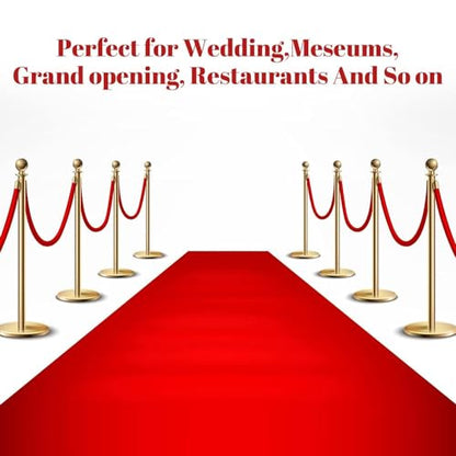 Velvet Stanchion Rope 5.25 Ft Crowd Control Barriers Safety Velvet Rope with Gold Hooks for Graduation Party, Movie Theaters Openings Hotels Carpet, Not Include Stanchion Pos(Size:12 Pack,Color:Red)