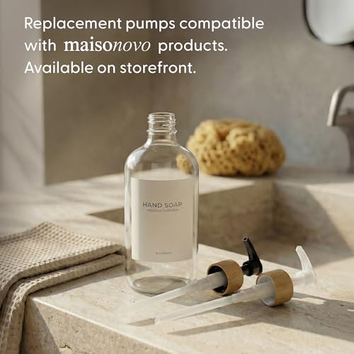Maisonovo Dish Soap Dispenser - Clear Soap Dispenser White Bamboo Pumps - color: Clear White