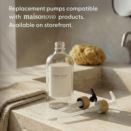Maisonovo Dish Soap Dispenser - Clear Soap Dispenser White Bamboo Pumps - color: Clear White