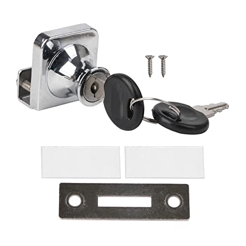 10mm Thickness Cabinet Display Case Glass Door Security Lock with 2 Keys and Fitting Parts Replacment Silver Tone