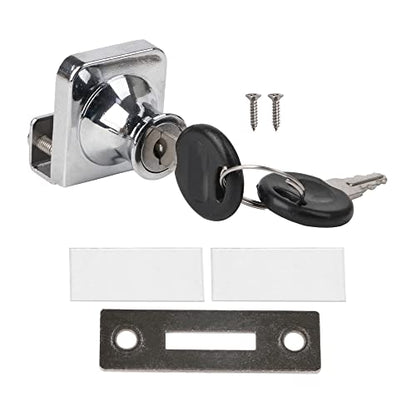 10mm Thickness Cabinet Display Case Glass Door Security Lock with 2 Keys and Fitting Parts Replacment Silver Tone