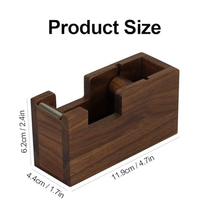 Buqoo Wood Desk Tape Dispenser Natural Walnut Wood Tape Desk Dispenser