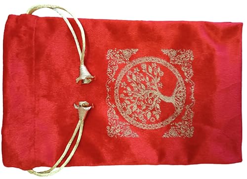 Indian Consigners Soft Velvet Pouch for Tarot, Altar, Rune, Gift, Crystal, jewelry Wrap Bags for Precious, Sacred and Spiritial Items (Bright Red) - color: Bright Red