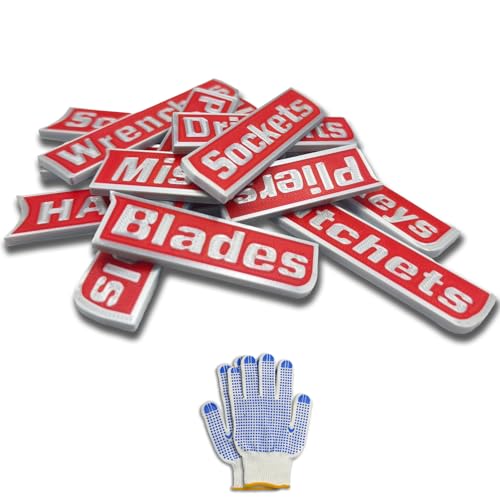 12 Pack Magnetic Tool Box Labels, Toolbox Magnets for Organization - color: Red