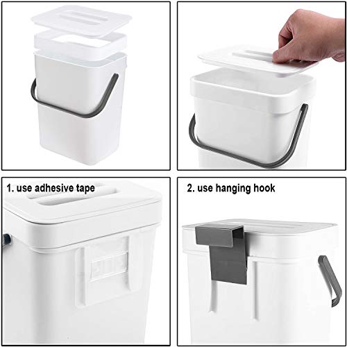 LALASTAR Mini Desktop Trash Can with Lid, Small Countertop Garbage Can, Plastic Tiny Tabletop Wastebasket for Office/Kitchen/Coffee Table, 3L/0.8 Gal, White - color: White, size: 3L-Lift