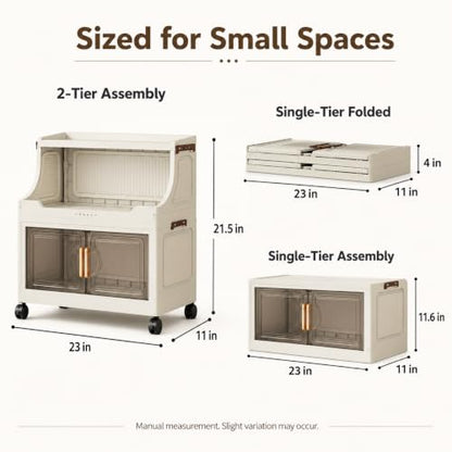 2 Tier Stackable Storage Bins with Lids & Wheels - color: Clear, size: 2 Tier
