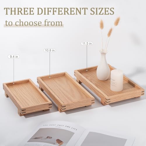Bathroom Counter Tray Wooden Riser Display Kitchen Soap Holder, Brown - color: Brown, size: 9.4" x 4.7" x 1.7"