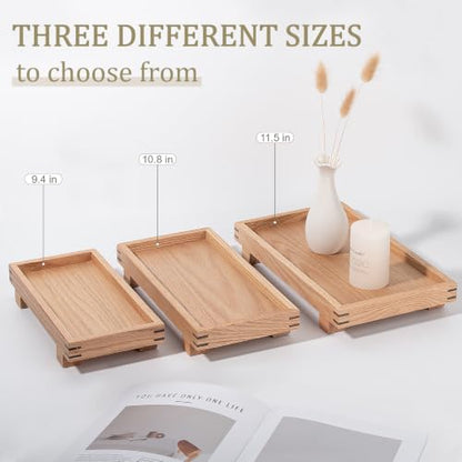 Bathroom Counter Tray Wooden Riser Display Kitchen Soap Holder, Brown - color: Brown, size: 9.4" x 4.7" x 1.7"