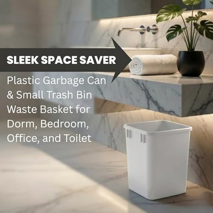 44-Quart, 11 Gallon Plastic Trash Can, 2 White Durable Garbage Bin - color: White, size: Double-Bins