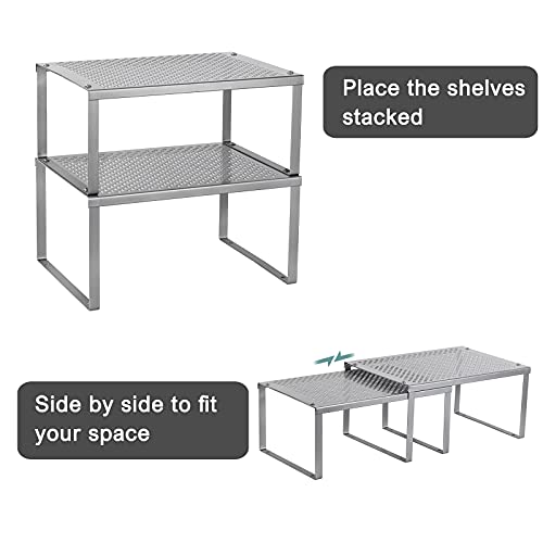 NEX Cabinet Organizer Shelf, Kitchen Counter Shelves Set of 2, Silver - color: Silver