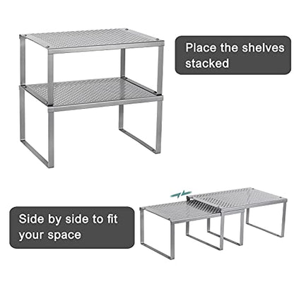 NEX Cabinet Organizer Shelf, Kitchen Counter Shelves Set of 2, Silver - color: Silver