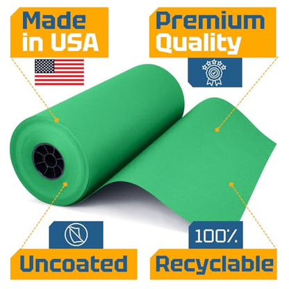 USA Made 18" x 8640" (720 ft) Green Kraft Paper Roll, Large Size - color: Green, size: 1 Roll