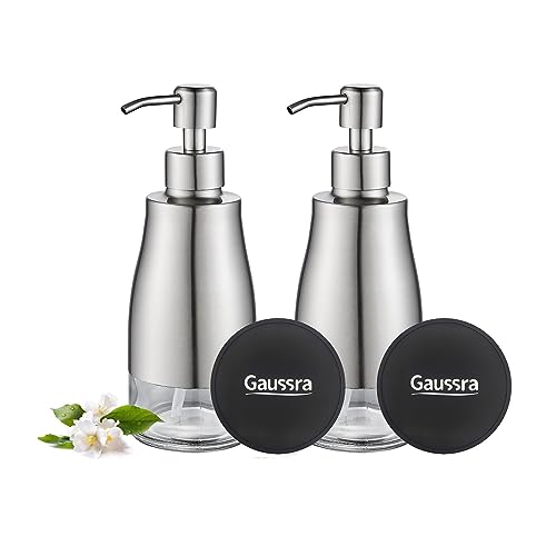 Gaussra 2 Pack Soap Dispenser with Coaster and Stickers - 11 OZ / 320 ML - color: Brushed Nickel 2
