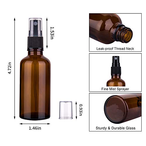 2oz Amber Glass Spray Bottles for Essential Oils, Set of 6 - color: Amber-6 Pack