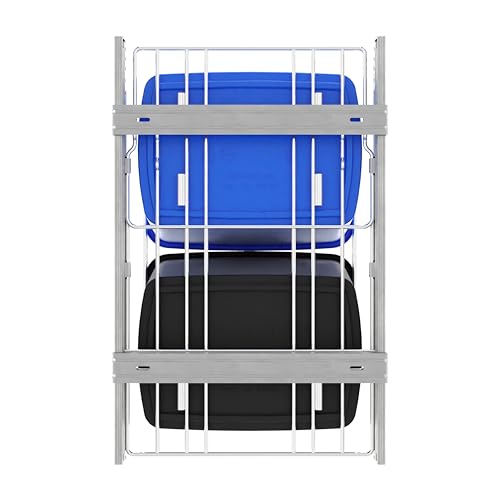Rev-A-Shelf Double Pullout Garbage Trash Cans for Kitchen Cabinets, 35 Qt - color: Blue & Black