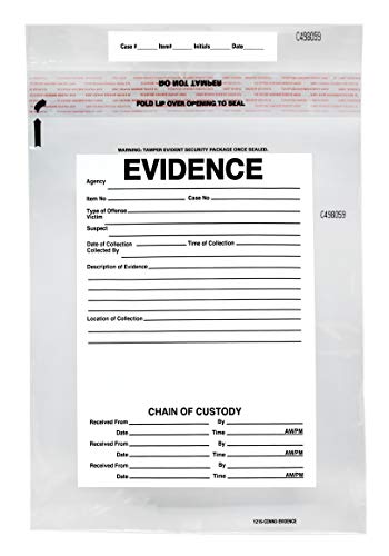 SECUR-PAK 100pk Evidence Bags, 12"x16" Transparent, Tamper Resistant Closure with Serialized Numbering - size: 12x16