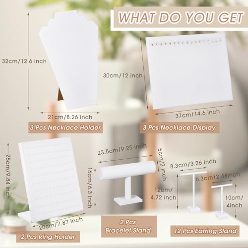 Henoyso 22 Pcs VelvetJewelry Display for Vendors Necklace Bust Holder - color: White