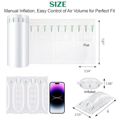 Air Pillows for Shipping with Hand Pump - 800 Count 3.54 x 7.87 in 100 Gallons Air Cushion– Inflatable Air Bags - Box Filler Packing Materials - Alternative to Packing Peanuts & Bubble Wrap - color: Deflated (Pump included), size: 800 Count
