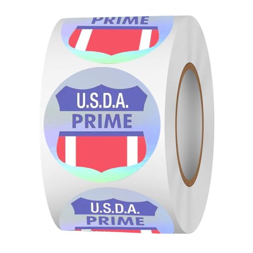 USDA Prime Stickers, 1.5 Inch Round Meat Food Packaging Labels, 500 Pcs