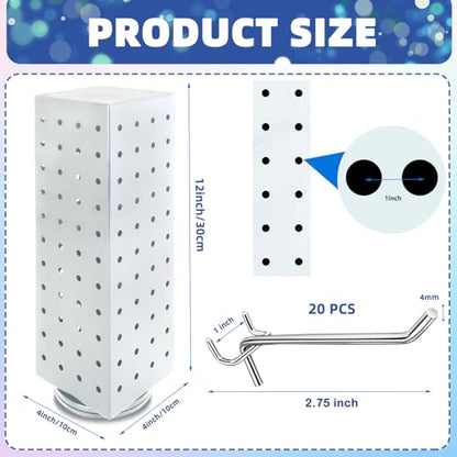 Keychain Display Stand，4 x 4 x 12 Inches，Spinning Display Stand (White) - color: White
