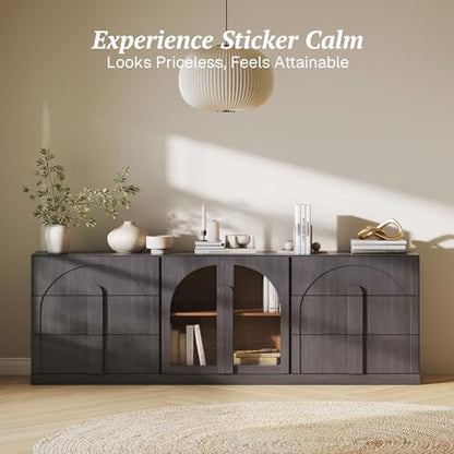 BELLEZE Bijou 3-Piece Modular Sideboard Buffet Cabinet - Ebony - color: Bijou Ebony Acc