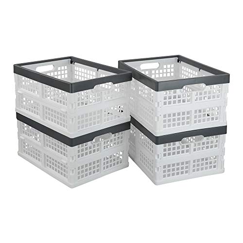 Teyyvn 4-Pack Collapsible Milk Crates, 15L Plastic Stackable Storage Bins - size: 15 L, style: collapsible crate
