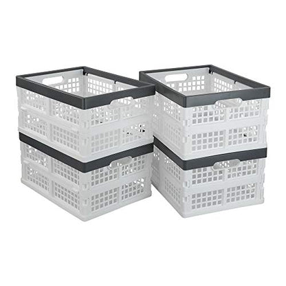 Teyyvn 4-Pack Collapsible Milk Crates, 15L Plastic Stackable Storage Bins - size: 15 L, style: collapsible crate