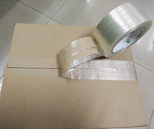 BOMEI PACK Fiber Reinforced Packing Tape, 30Rolls Mono Filament Tape 2 inch x 35yds x 5.5Mil, for Packing and Strapping - size: 30Roll: 50mmx35y