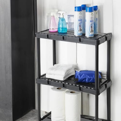 Gracious Living Knect-A-Shelf 3-Shelf Solid Light-Duty Storage, Black - color: 3 Shelf - Black, size: 1 Pack