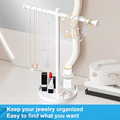 bodkar Jewelry Necklace Holder Organizer,12.9" Sturdy Metal Jewelry Stand - color: White