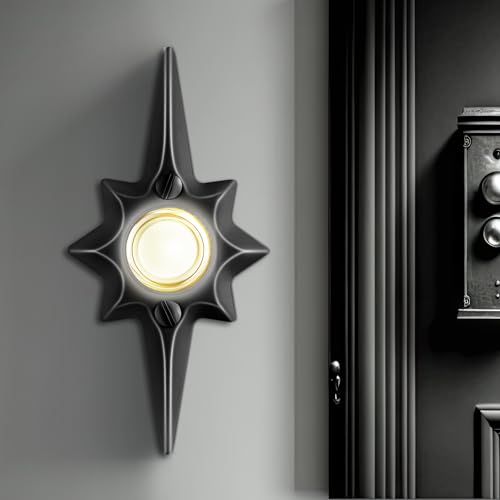 Lighted Wired Doorbell Button, Metal Wall Mount Push Button, Black