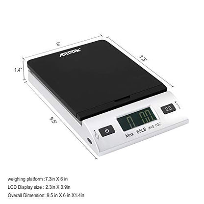 Acteck A-CK65BS 65LBx0.1OZ Digital Shipping Postal Scale with Batteries and AC Adapter, Black Silver - size: 65LB Blacksilver