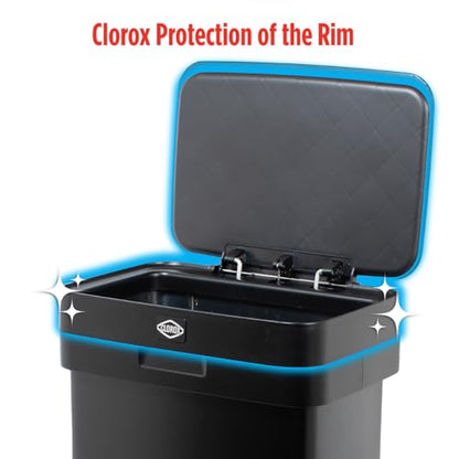 Clorox 13 Gallon Trash Can - 50L Kitchen Trash Can with Wide Step Pedal - Rectangular Black Stainless Garbage Bin with Hinged Rim and Odor Protection - color: Black Step