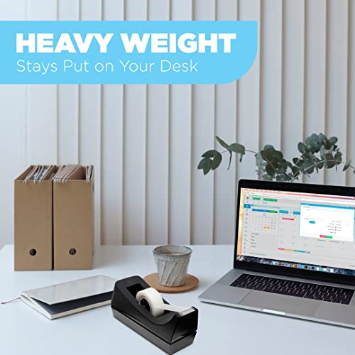 Desktop Tape Dispenser - Non-Skid Base - Weighted Tape Roll Dispenser - Perfect for Office Home School (Tape not Included) 2 Pack - size: 1 In (Pack of 2)