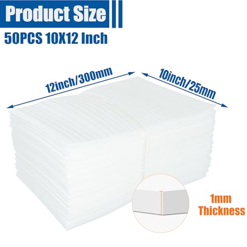 Cushion Foam Wrap Pouches for Moving(50 Pack 10"x12'') - size: 10"X 12" 50PCS