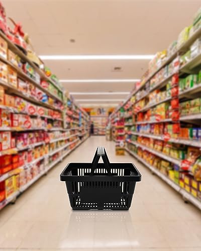12PCS 21L Shopping Basket With Plastic Handles, Portable Grocery Basket