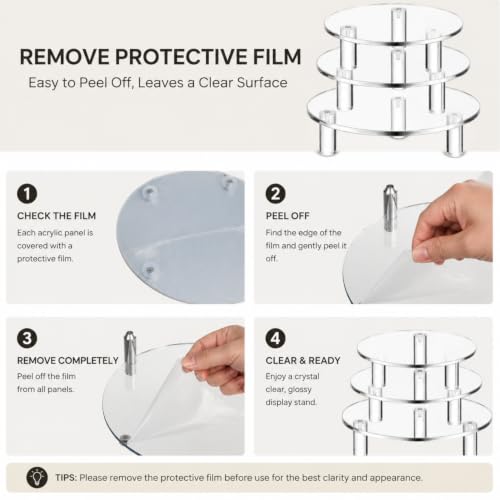 Lineshading 3 Pcs Round Acrylic Riser, Clear Round Display Stands - size: 5'',6'',8'', style: Round