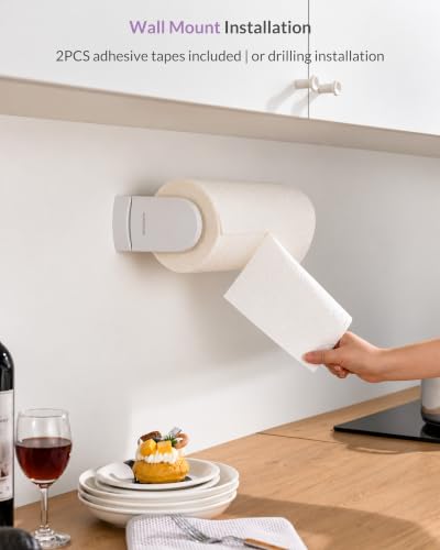 simpletome ONE Hand Simple Tear Paper Towel Holder Under Cabinet (White) - color: White