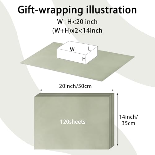 120 Sheets 14 x 20 Inch Sage Green Tissue Paper for Gift Bag - color: Sage Green