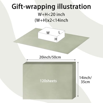 120 Sheets 14 x 20 Inch Sage Green Tissue Paper for Gift Bag - color: Sage Green