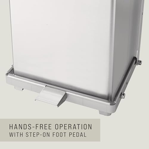 Rubbermaid Commercial Products Defenders Biohazard Steel Trash Can Step-On 13 GAL Stainless Steel Hospital/Doctor's Office/Healthcare Facilities - color: Stainless Steel, size: 13G